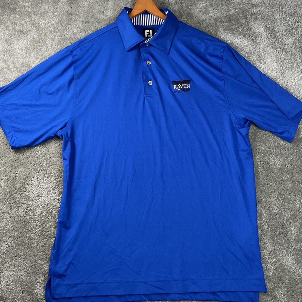 FootJoy Polo‎ Shirt Mens Large Blue Excellent Raven Golf Club Sandestin Logo